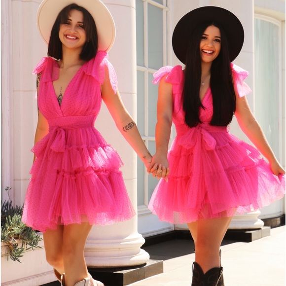 *SOLD OUT* Hot Pink Puff Dress - Picture 2 of 5
